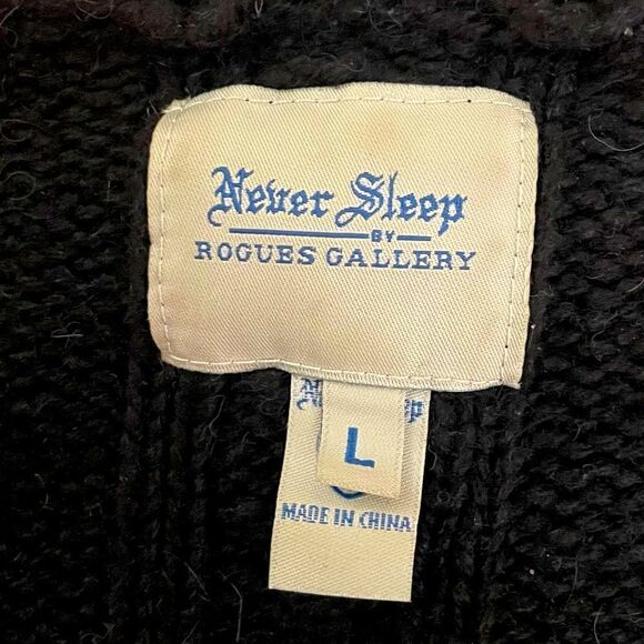 Vintage Never Sleep by Rogues Gallery  Dark Academia Oversized Varsity Sweater - Picture 12 of 16